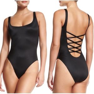 Norma kamali low back mio criss cross 1 piece swim